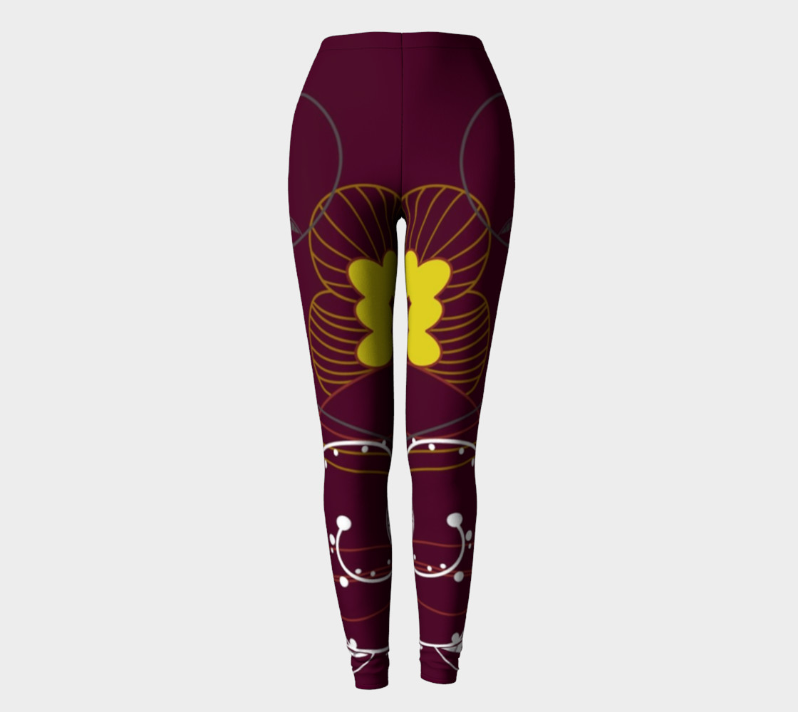 Purple Abstract Lotus Flower Leggings preview #2