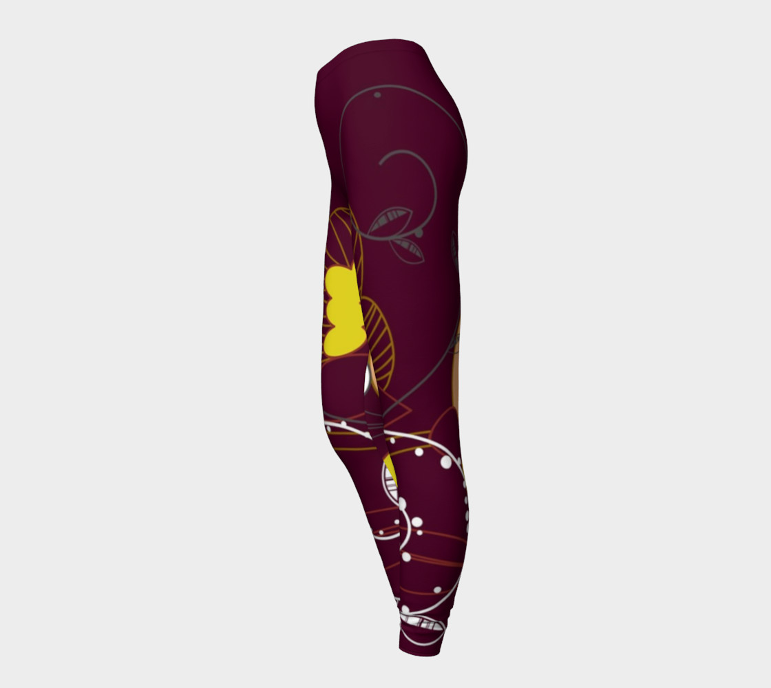 Purple Abstract Lotus Flower Leggings preview #3
