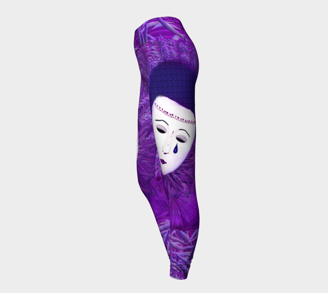 Purple Festival Sad Clown Mask Leggings preview #3