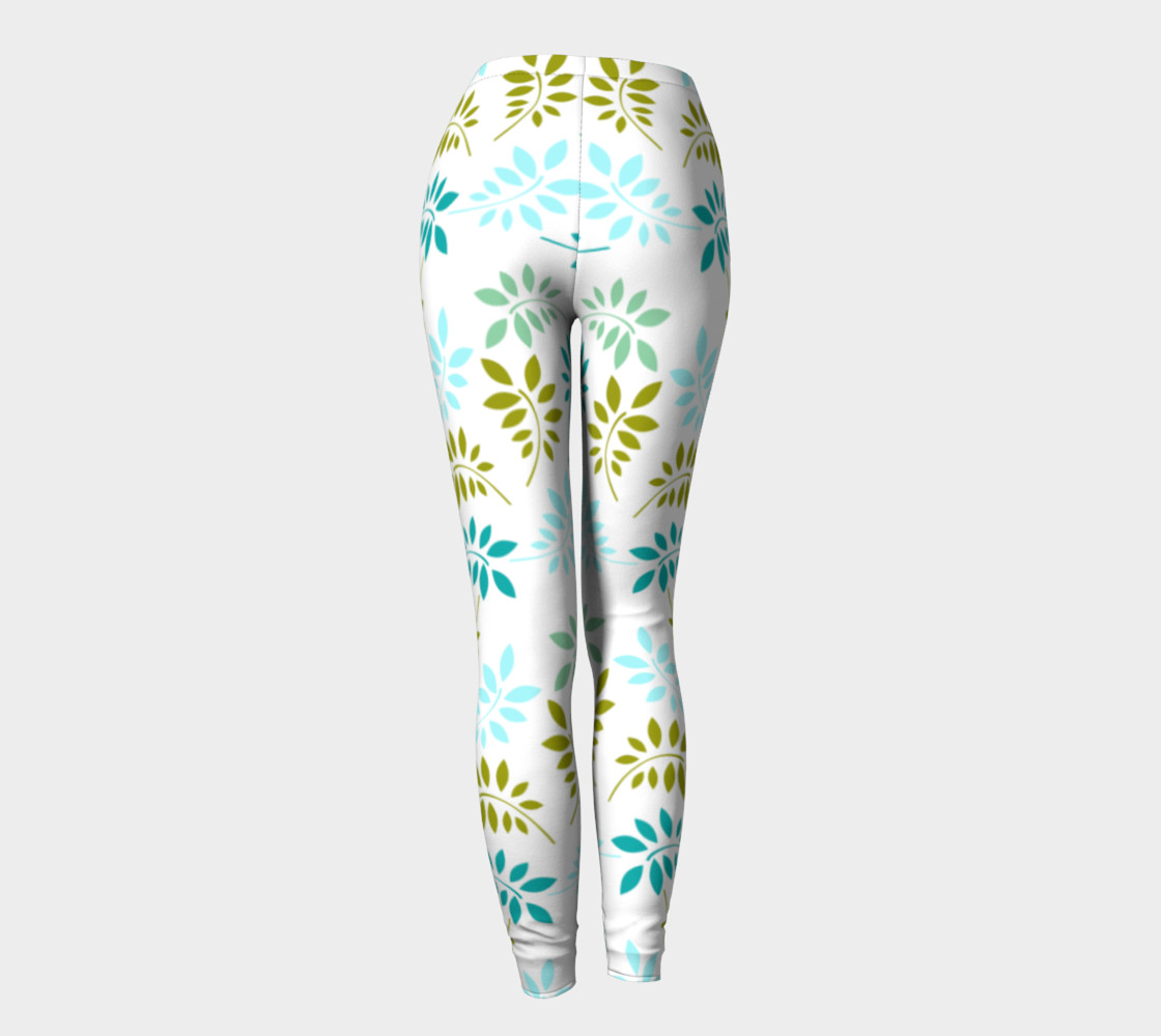 Green leaves pastel leggings preview #4