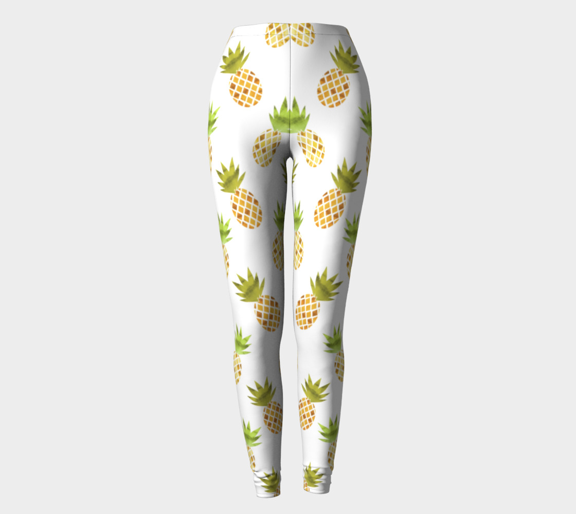 White Pineapple Pattern Leggings 