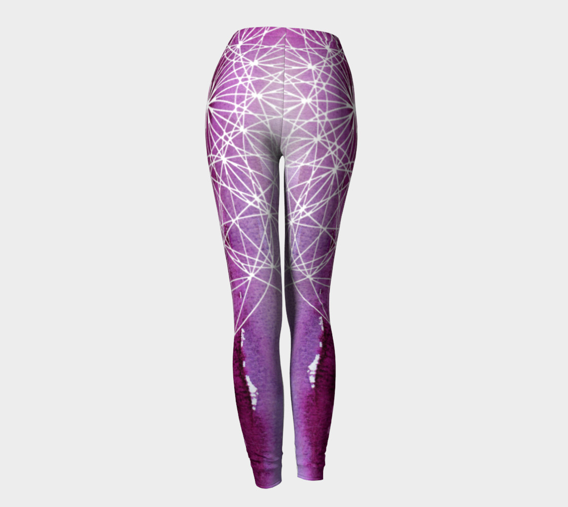 Fuscia Watercolor Sacred Geometry Leggings preview #4