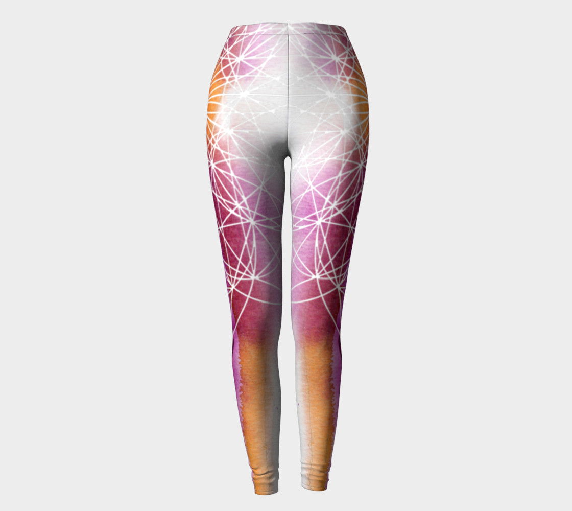 Fuscia Watercolor Sacred Geometry Leggings preview #2