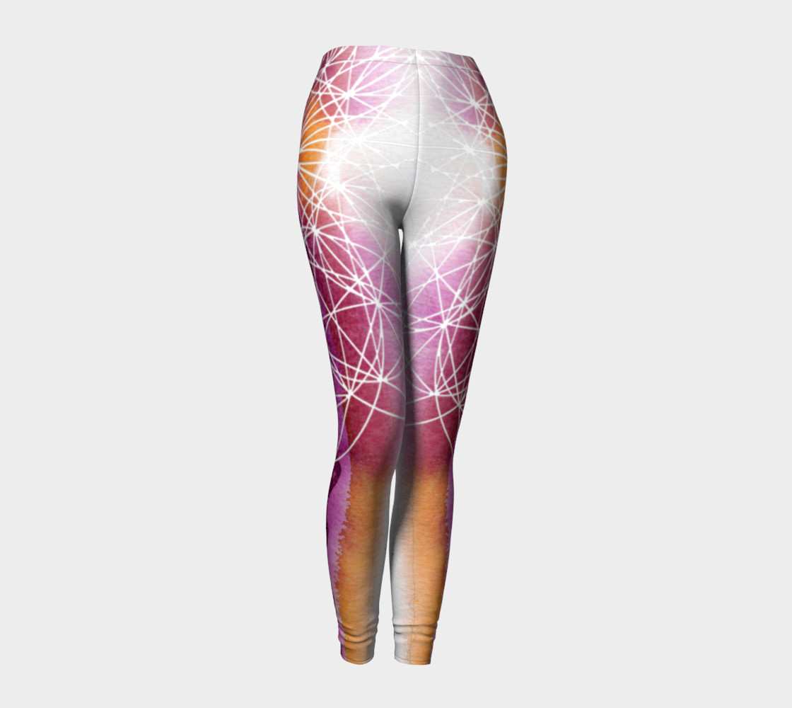 Fuscia Watercolor Sacred Geometry Leggings preview #1