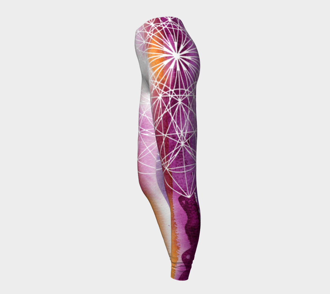 Fuscia Watercolor Sacred Geometry Leggings preview #3