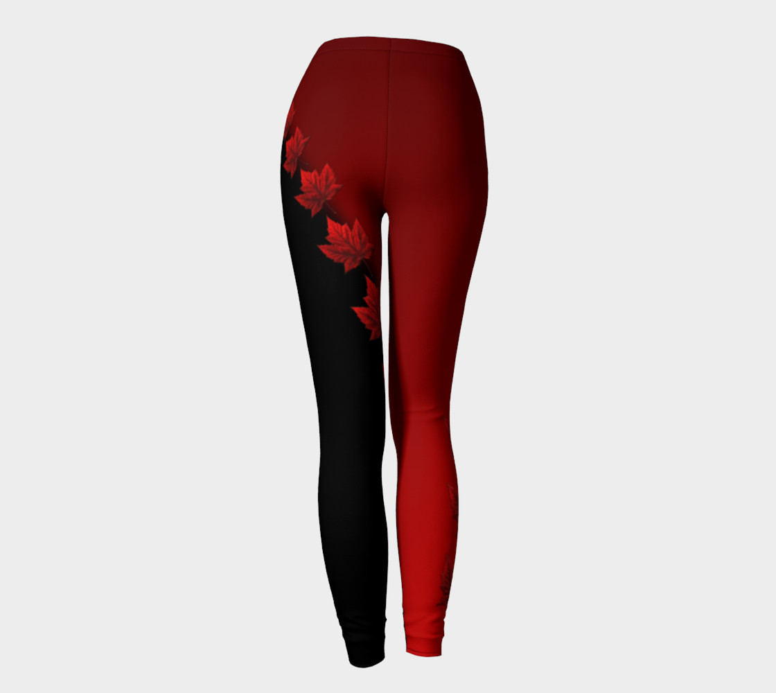 Canada Leggings Black Maple Leaf Stretchy Pants preview #4