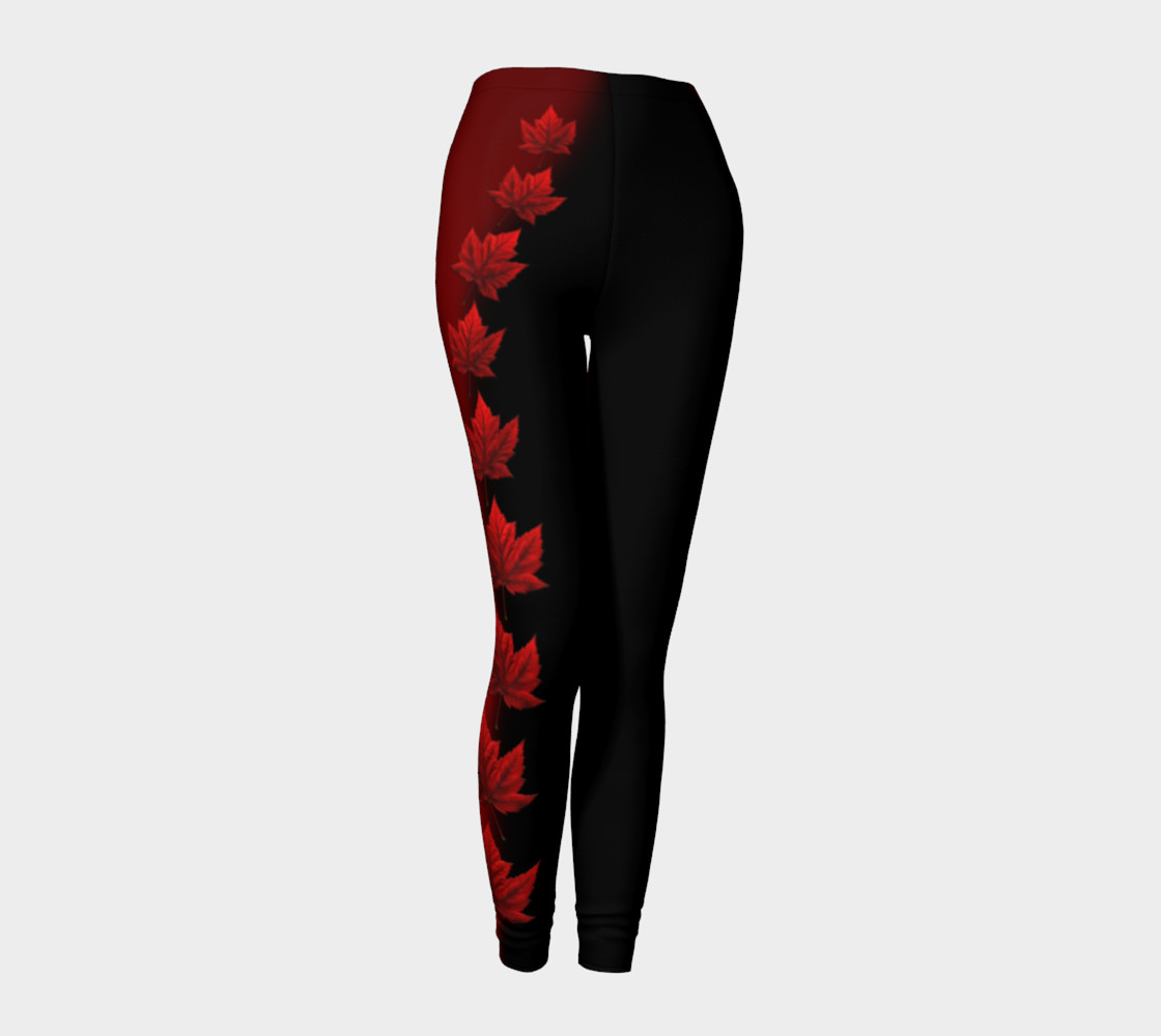 Canada Leggings Black Maple Leaf Stretchy Pants preview #1