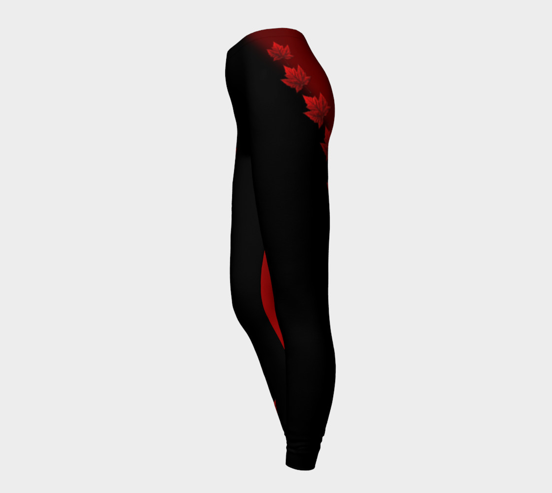 Canada Leggings Black Maple Leaf Stretchy Pants preview #3