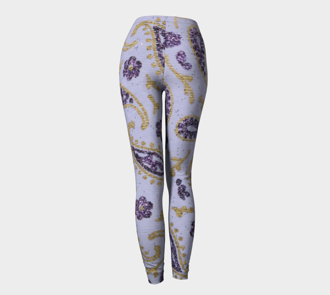 purple and gold paisly Leggings preview #4