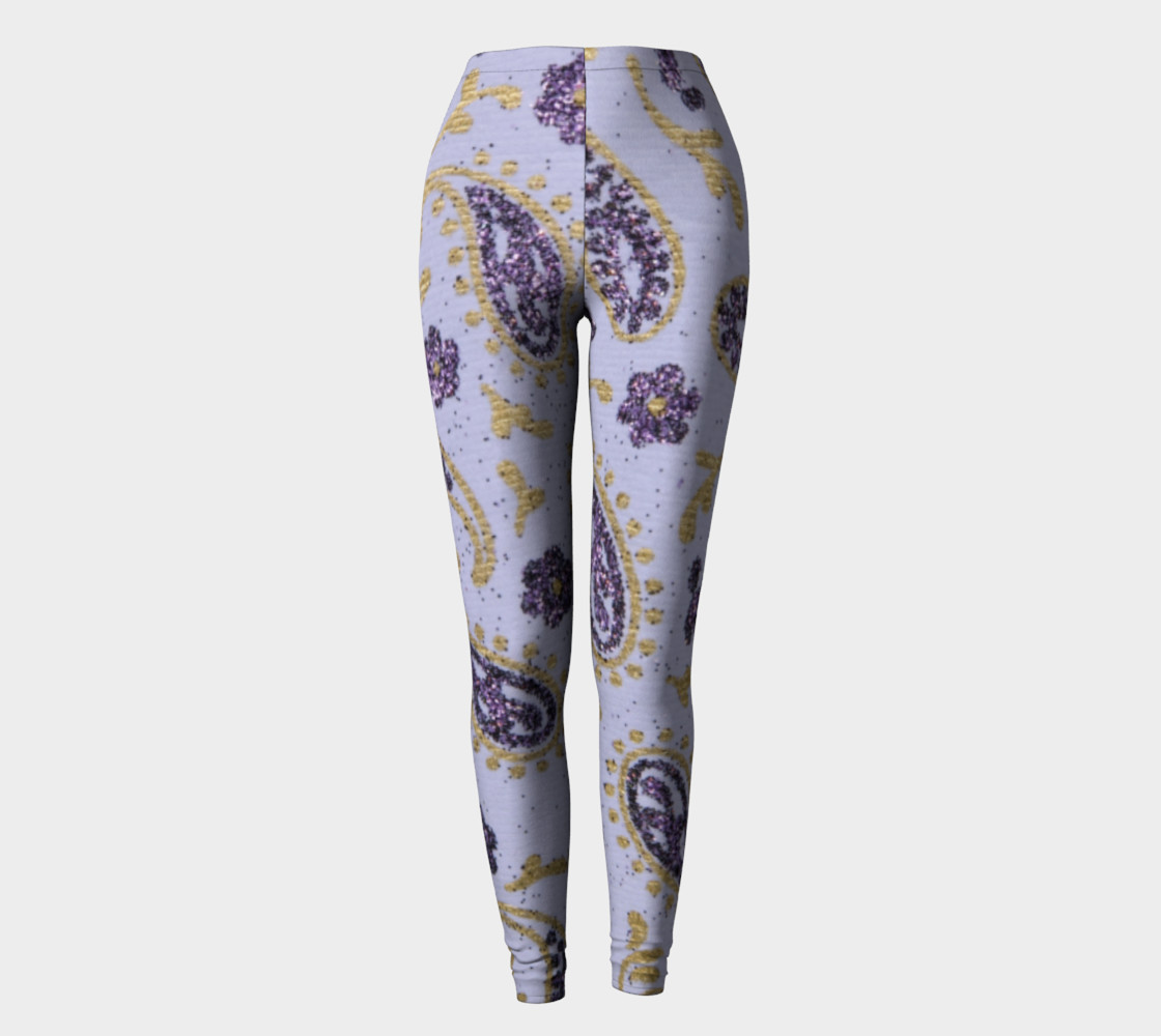 purple and gold paisly Leggings thumbnail #3
