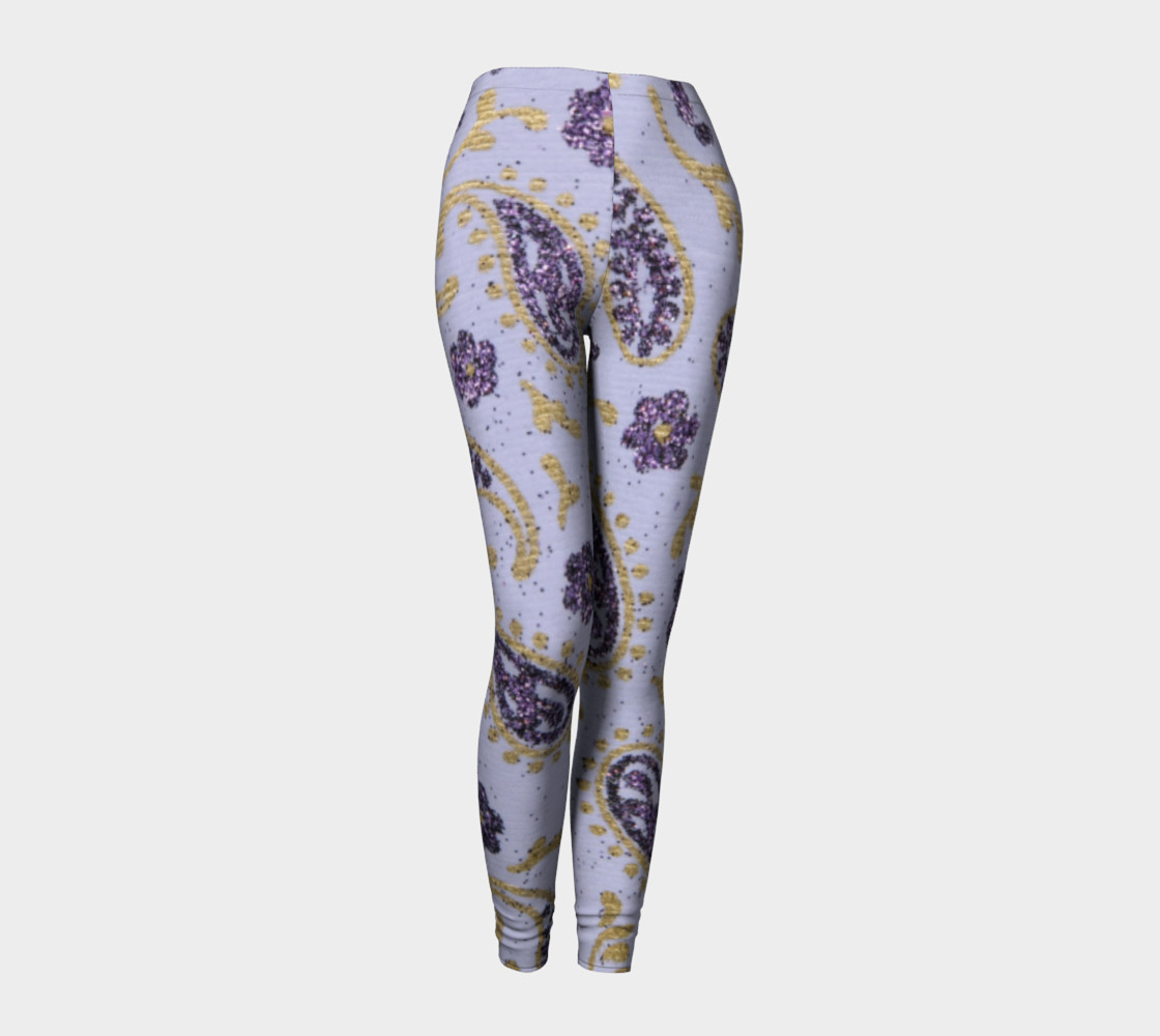purple and gold paisly Leggings 3D preview