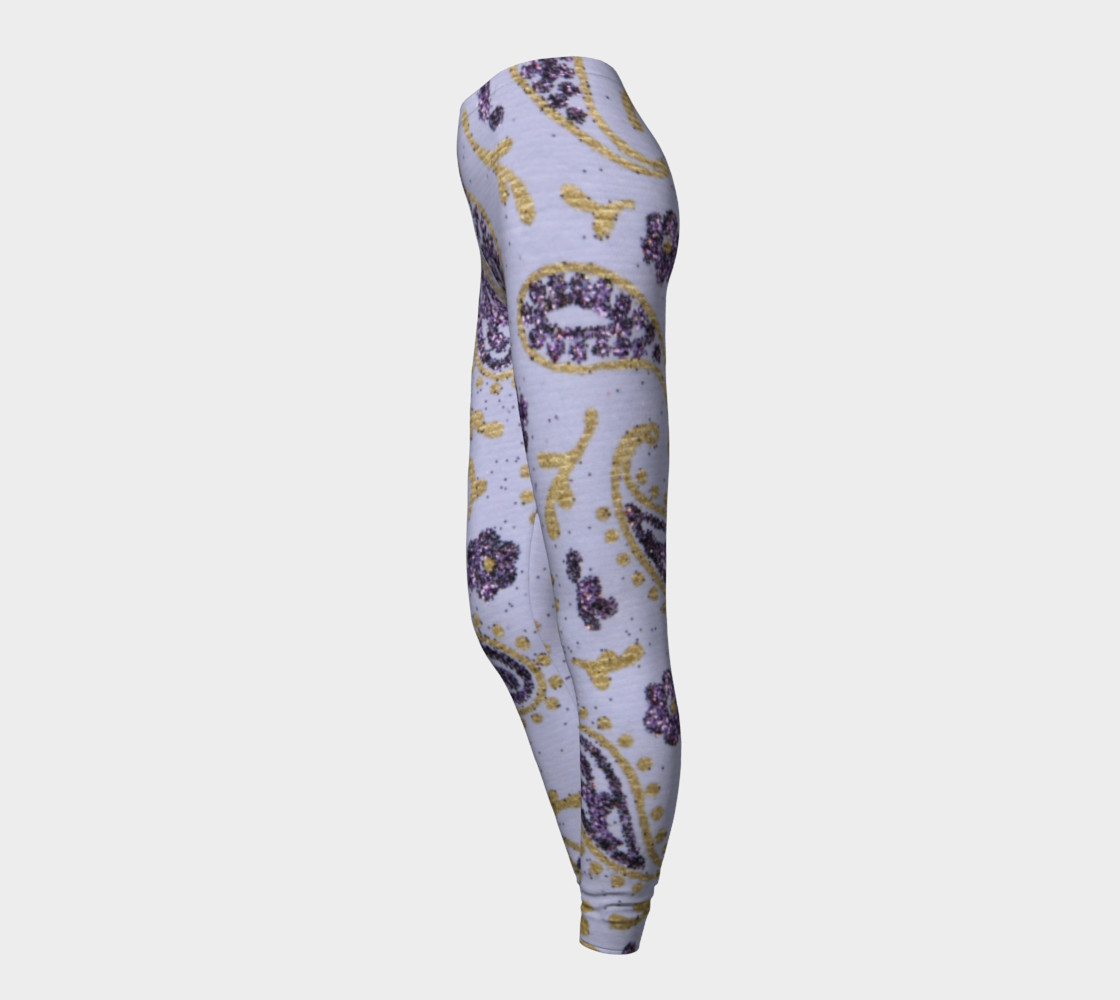 purple and gold paisly Leggings thumbnail #4