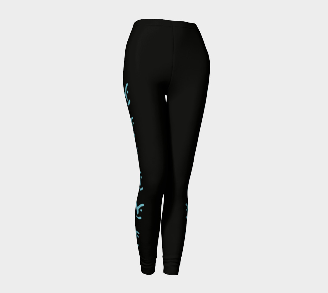 black legging with blue petroglyph faces preview #1