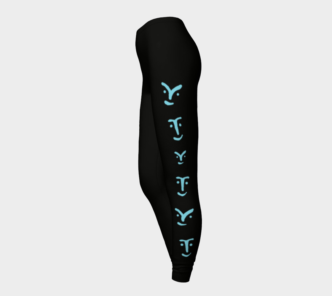 black legging with blue petroglyph faces preview #3
