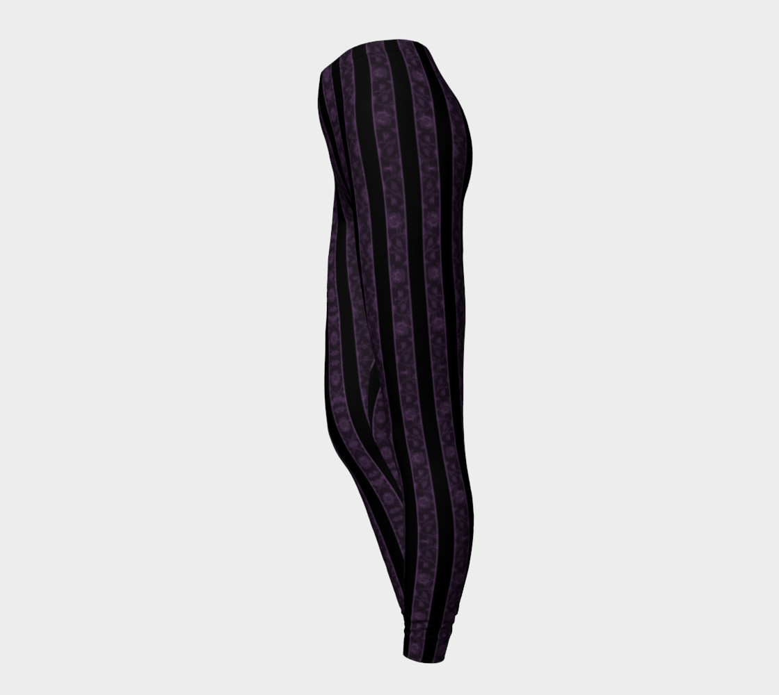 Iris Purple Striped Damask Goth Leggings preview #3