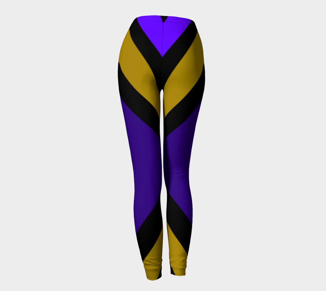 Dellan Print--Leggings in Purple, Gold, and Black Diagonal Stripes preview #4