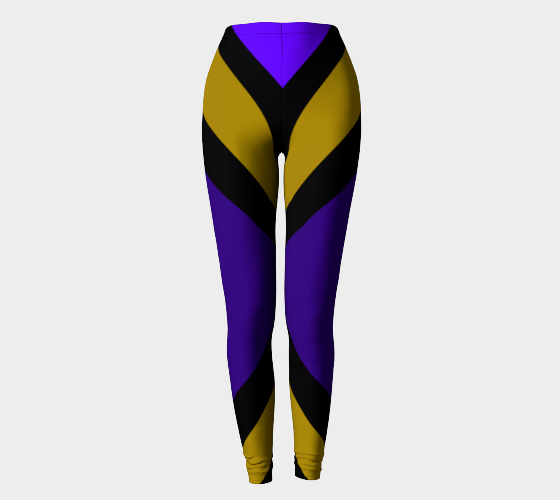 Dellan Print--Leggings in Purple, Gold, and Black Diagonal Stripes preview #2