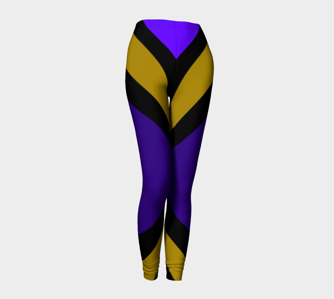 Dellan Print--Leggings in Purple, Gold, and Black Diagonal Stripes preview #1