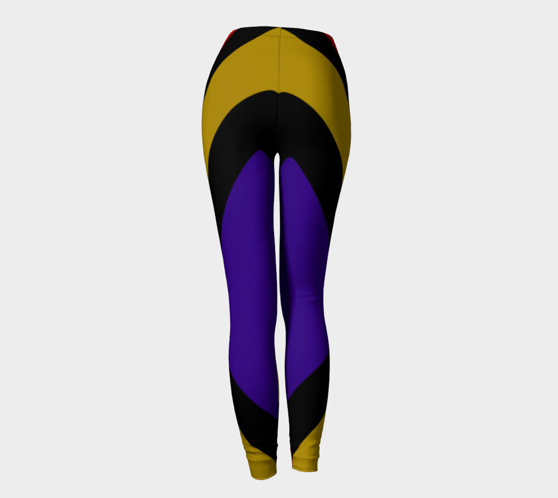 Ulla Print--Leggings, Multi-Color Rounded Boxes on Black Background--Red, Purple, Gold preview #4