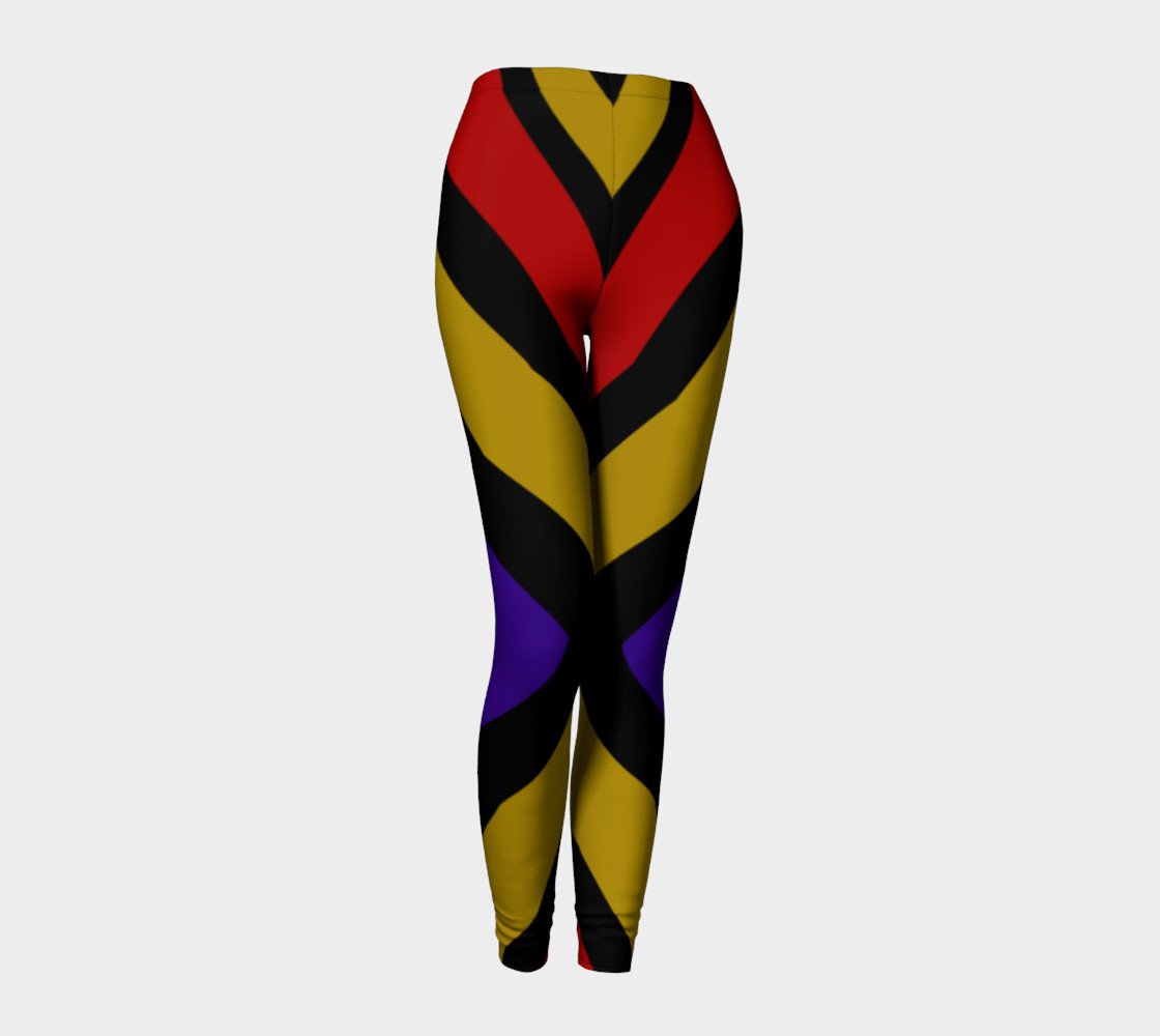 Ulla Print--Leggings, Multi-Color Rounded Boxes on Black Background--Red, Purple, Gold preview #1
