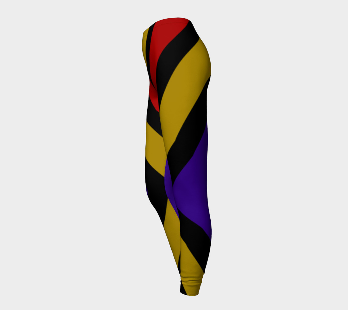 Ulla Print--Leggings, Multi-Color Rounded Boxes on Black Background--Red, Purple, Gold preview #3