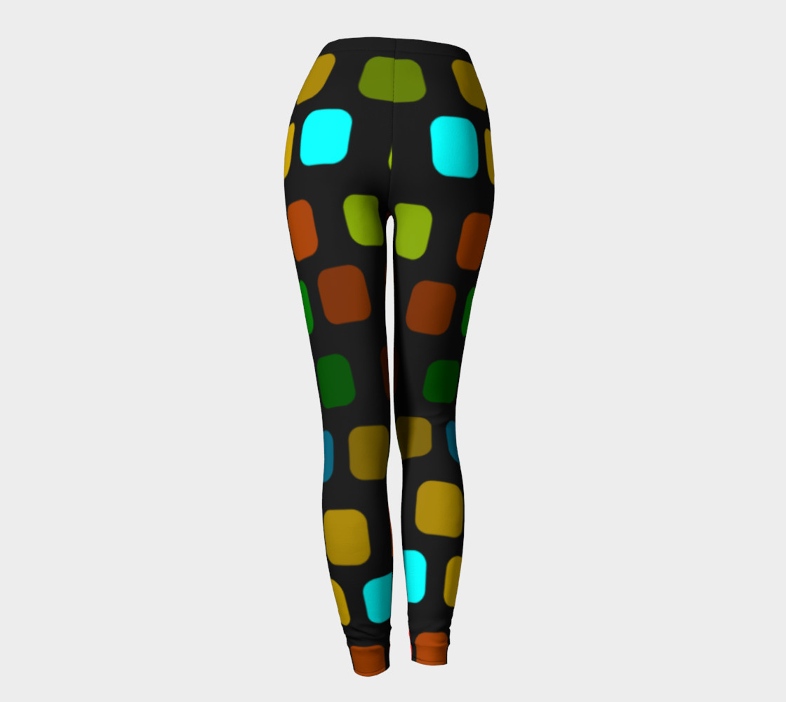 Ulla Print--Leggings, Multi-Color Rounded Boxes on Black Background--Red, Purple, Gold--Alt preview #4