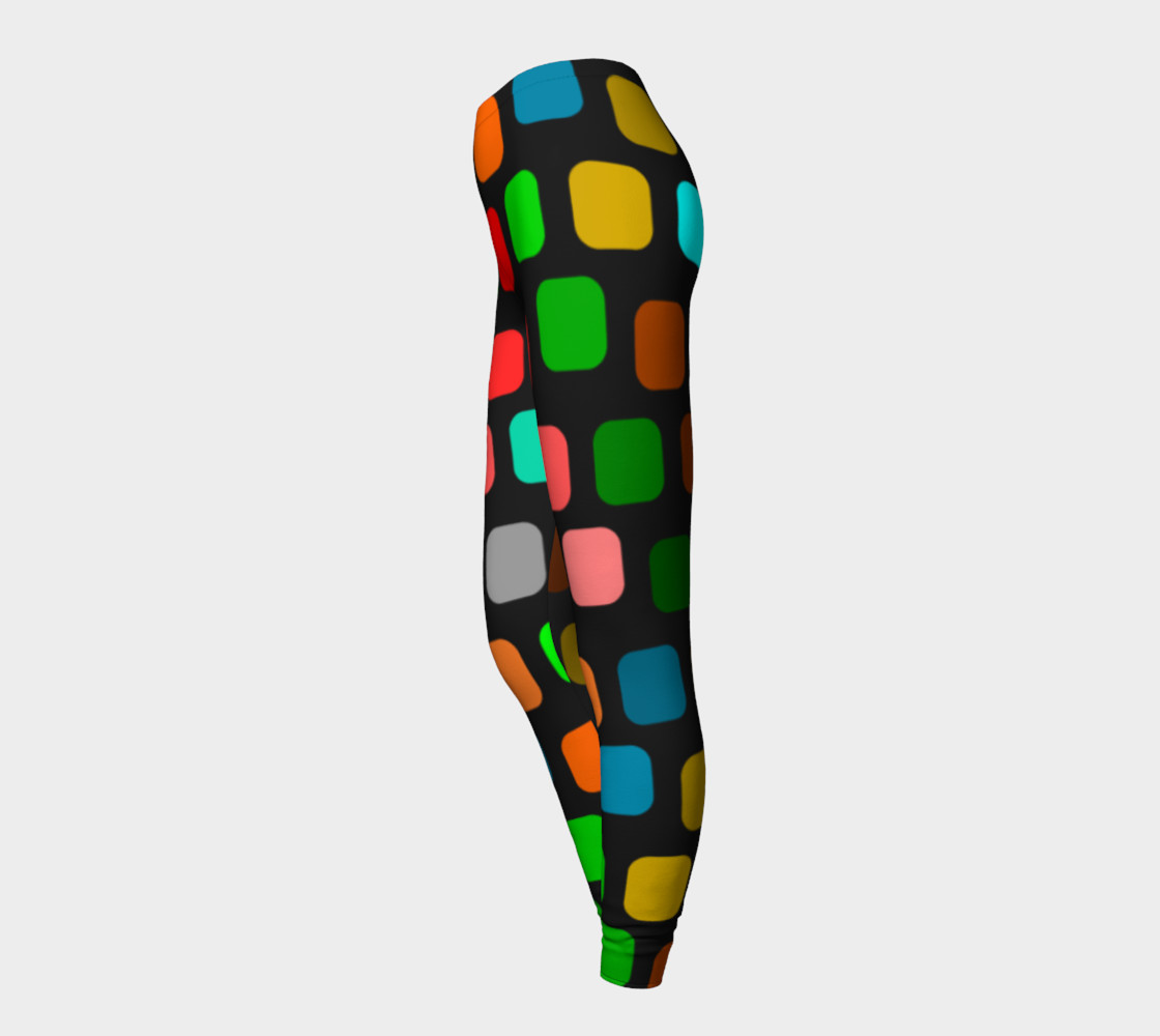 Ulla Print--Leggings, Multi-Color Rounded Boxes on Black Background--Red, Purple, Gold--Alt preview #3