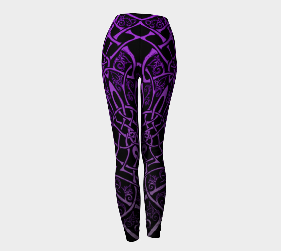 Aperçu de Purple Celtic Ombre Leggings, Celtic Branches, Celtic Flowers #4