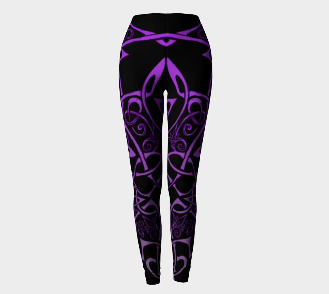 Aperçu de Purple Celtic Ombre Leggings, Celtic Branches, Celtic Flowers #2