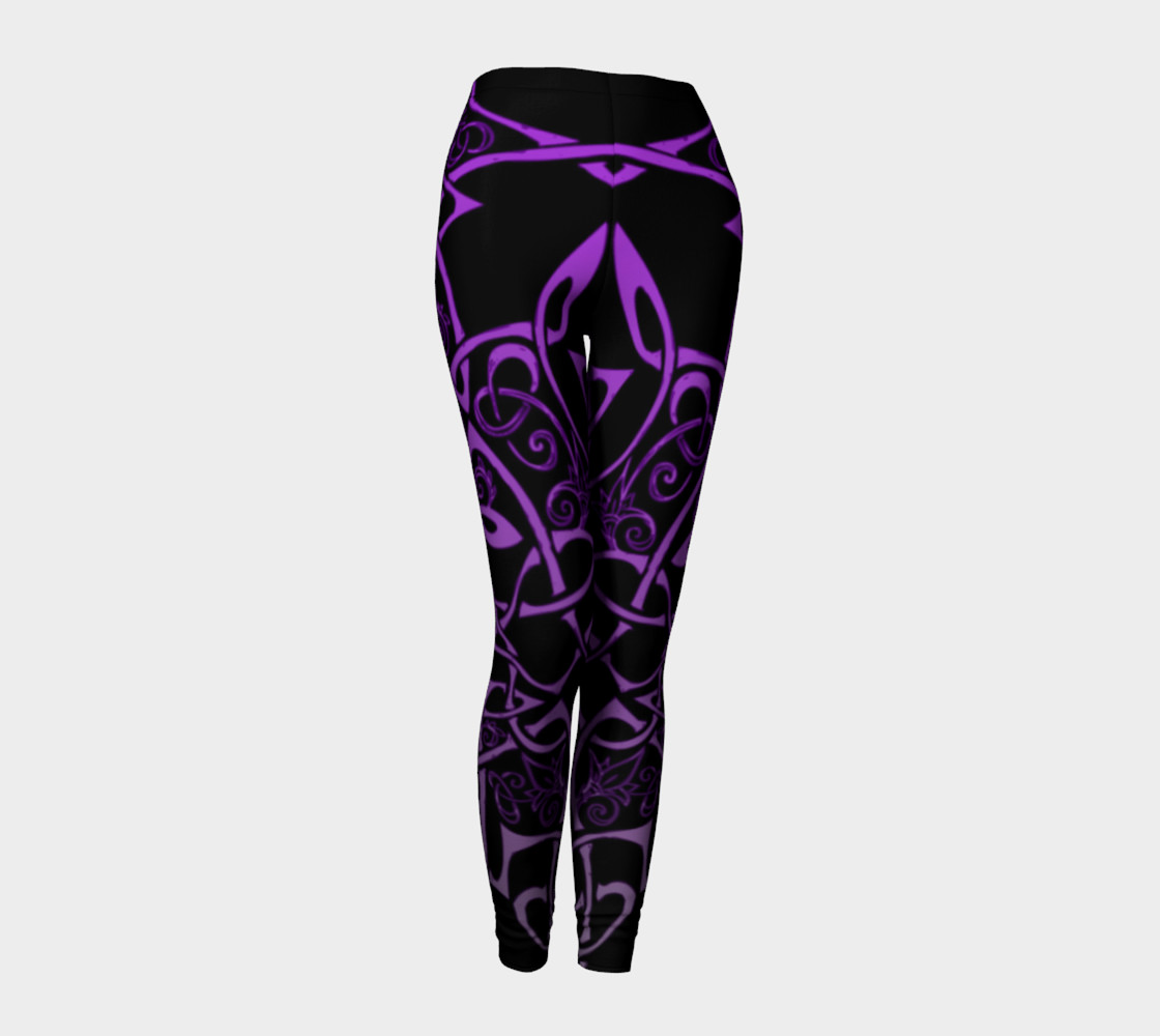 Aperçu de Purple Celtic Ombre Leggings, Celtic Branches, Celtic Flowers #1