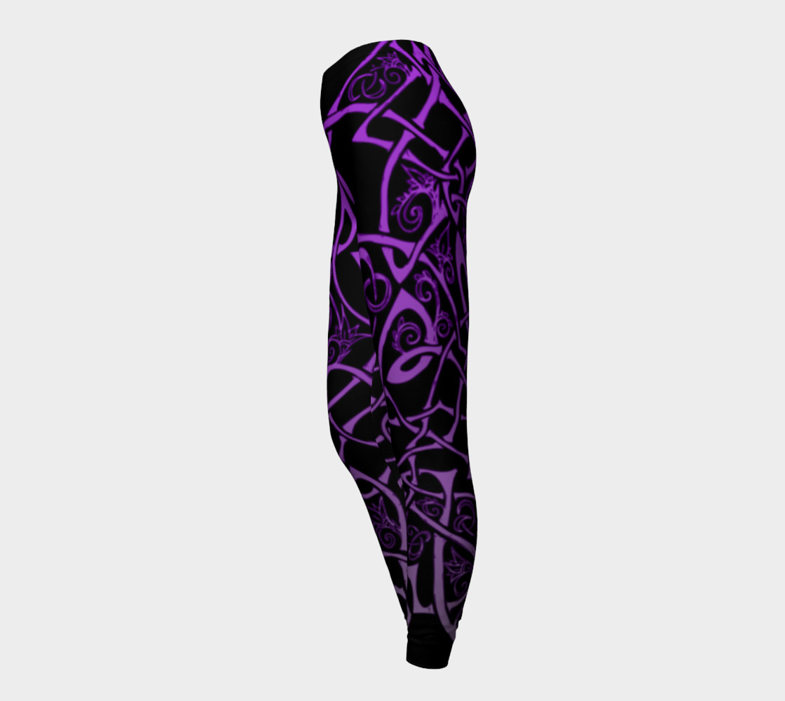 Aperçu de Purple Celtic Ombre Leggings, Celtic Branches, Celtic Flowers #3