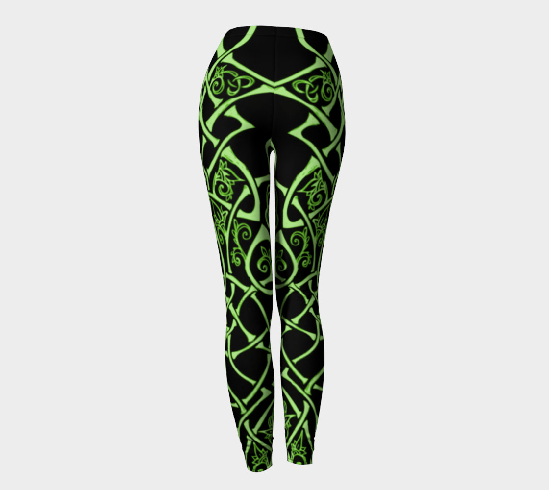 Aperçu de Celtic Knot Branches, Electric Green, Flowers, Leggings #4