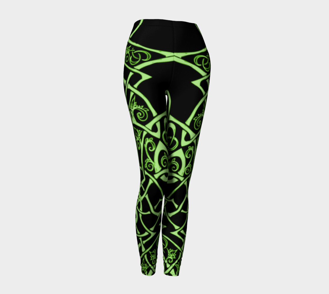 Aperçu de Celtic Knot Branches, Electric Green, Flowers, Leggings #1