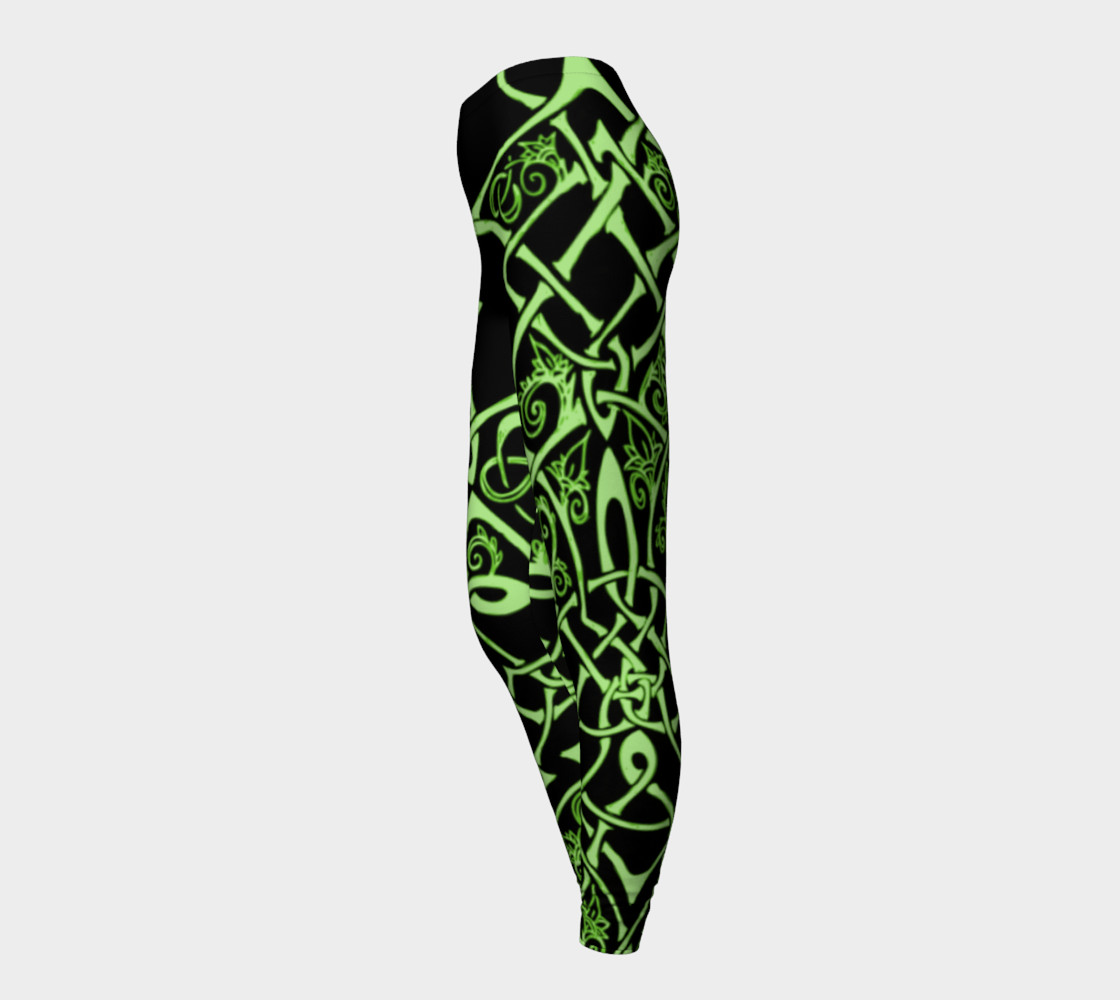 Aperçu de Celtic Knot Branches, Electric Green, Flowers, Leggings #3