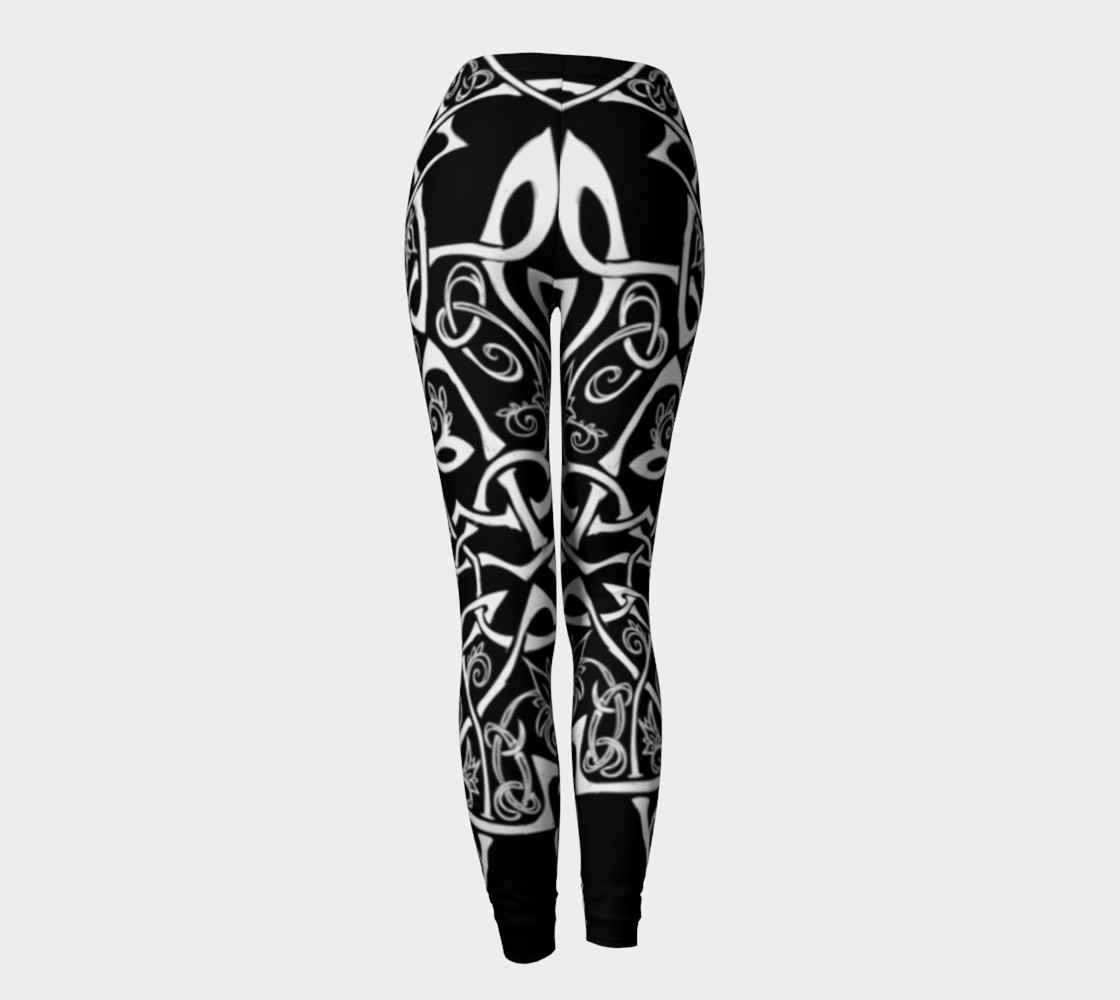 Black and White Celtic Overgrowth Leggings, DeerTail preview #4