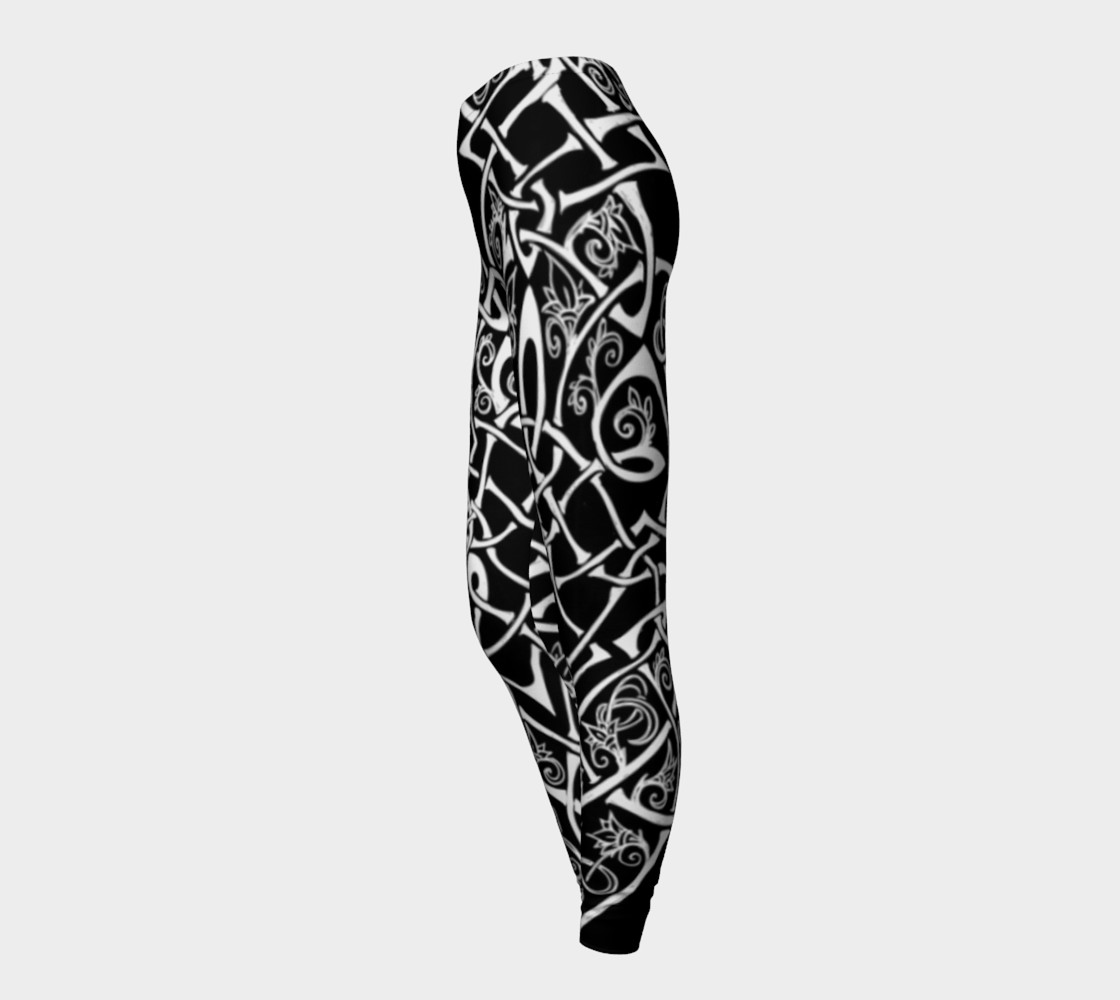 Black and White Celtic Overgrowth Leggings, DeerTail preview #3