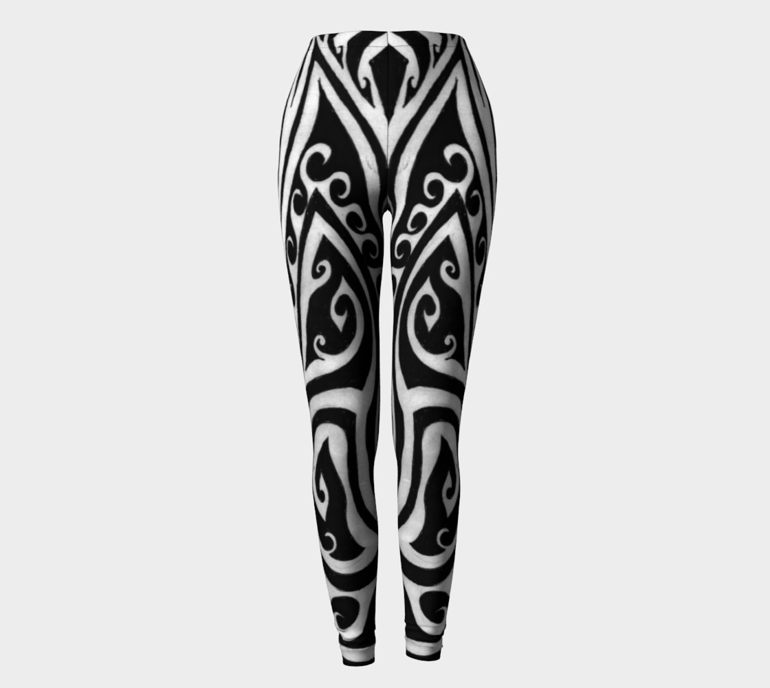 Shark Away I I, Black and White Stripe Spiral Leggings preview #2