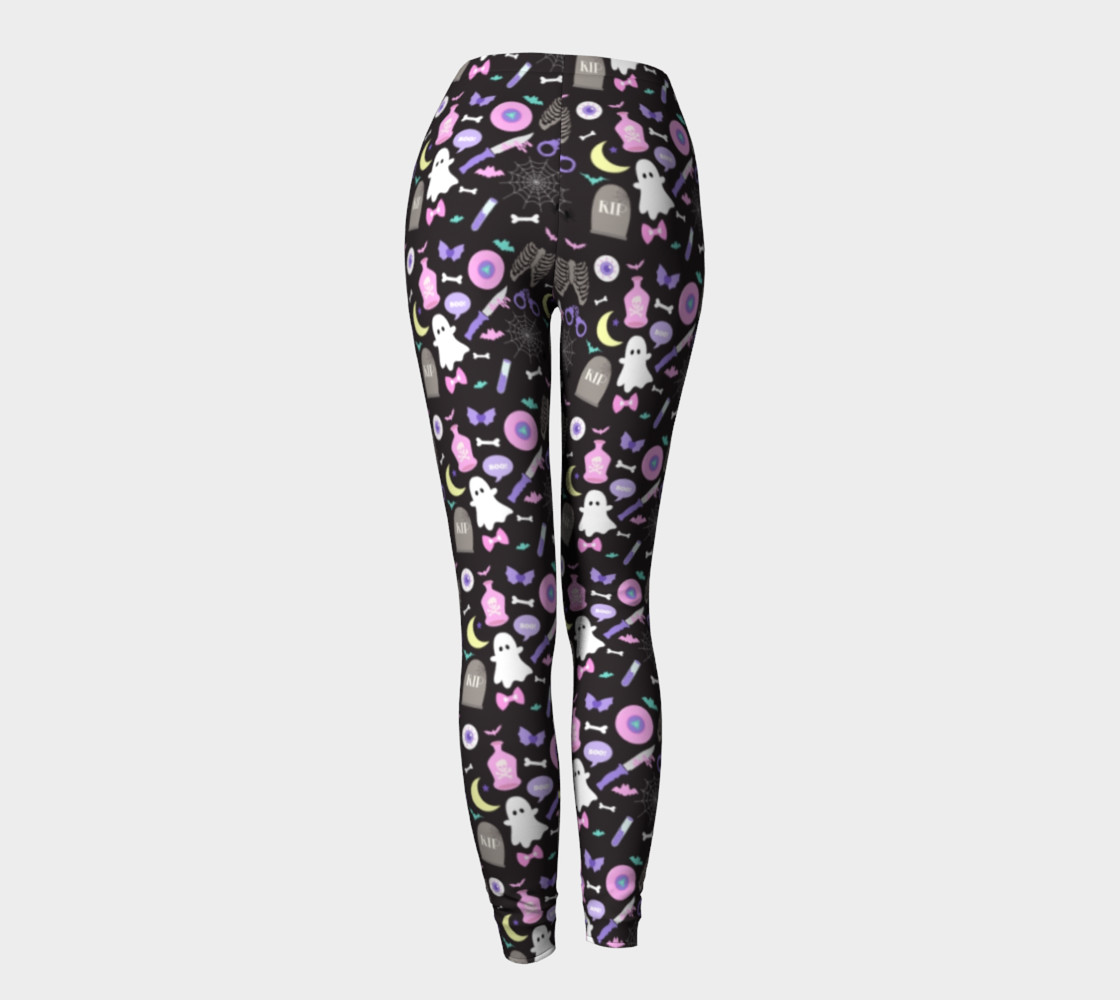 Black Creepy Party Leggings preview #4