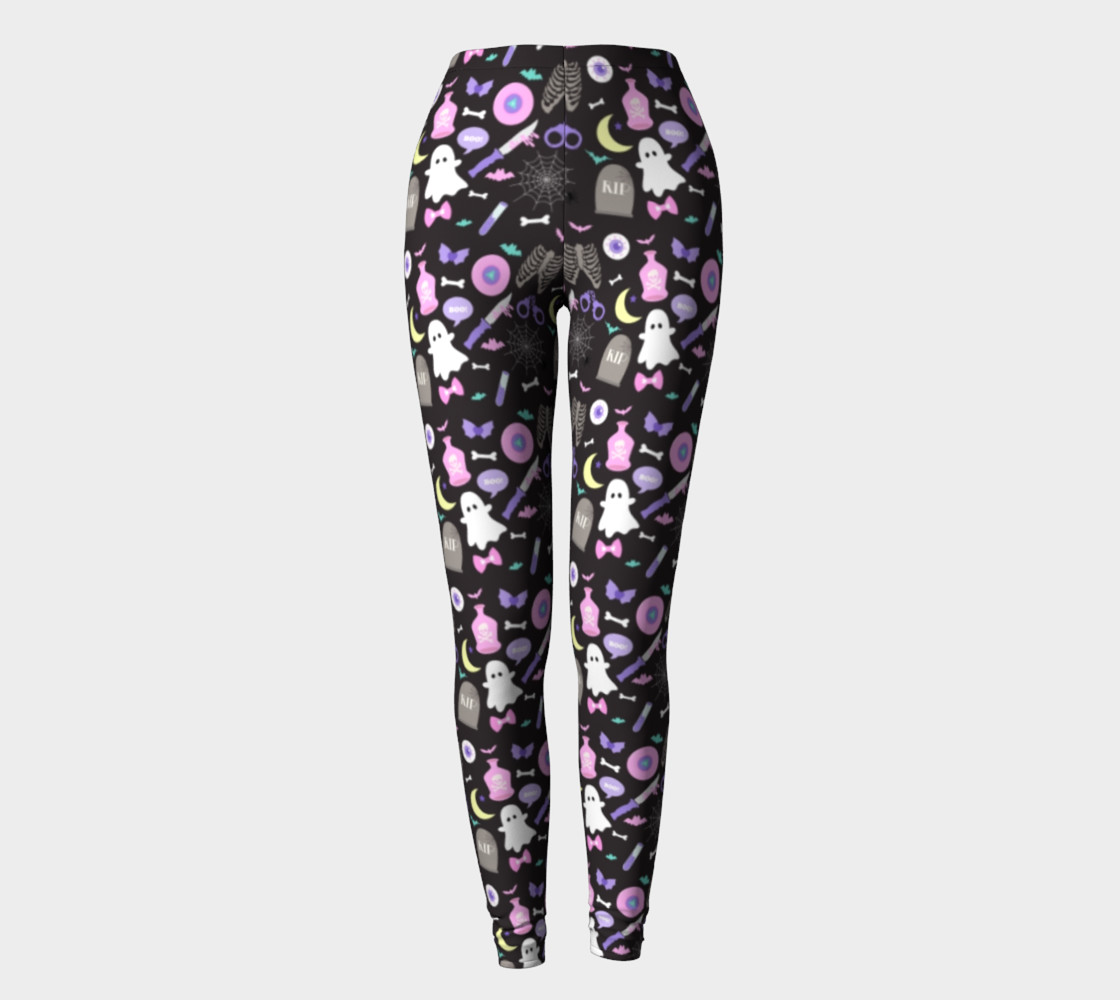 Black Creepy Party Leggings preview #2