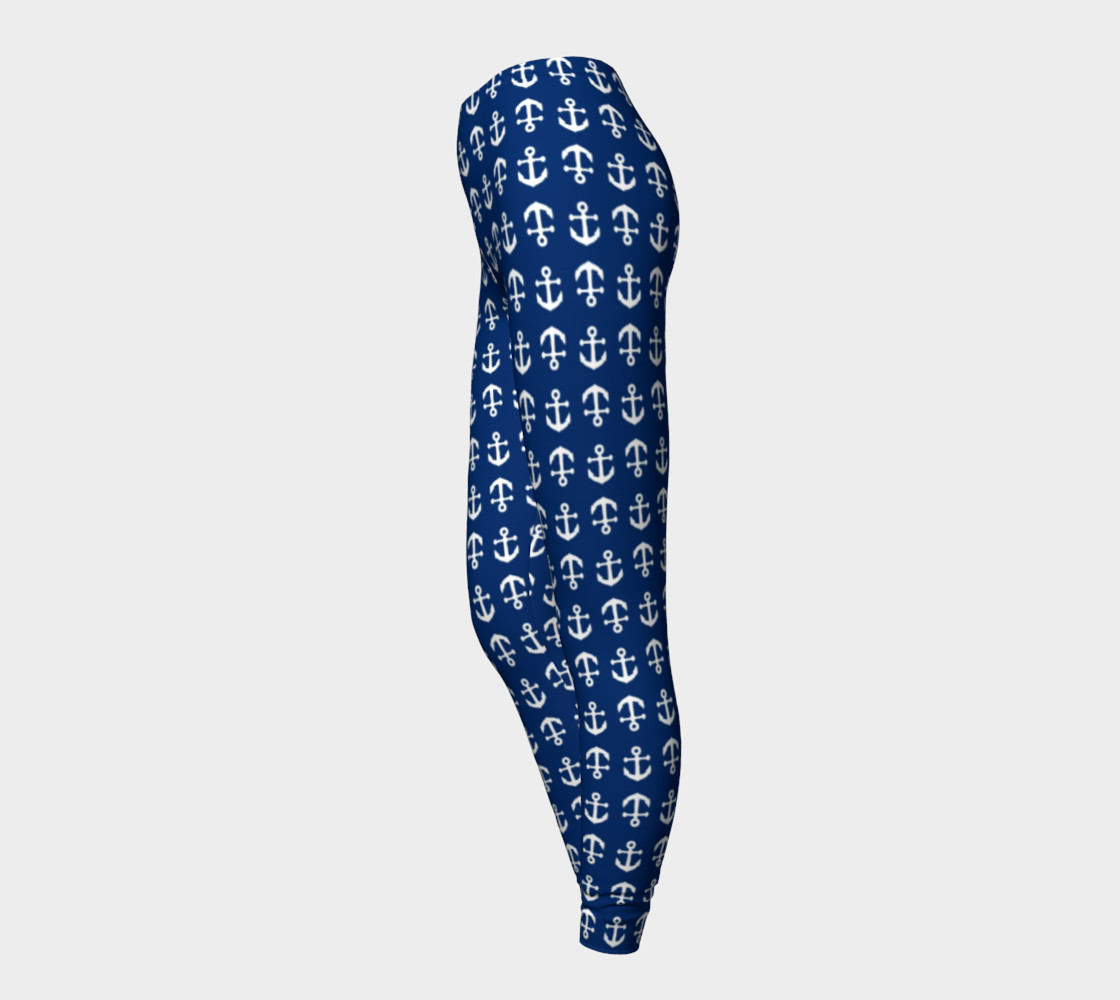 Anchor Toss (White on Navy) Leggings preview #3