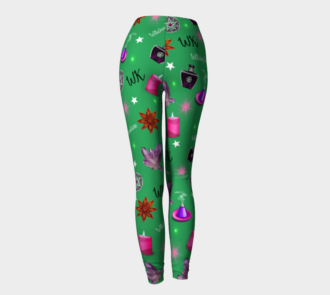 WK #ModernWitchLife Green Print Leggings preview #4