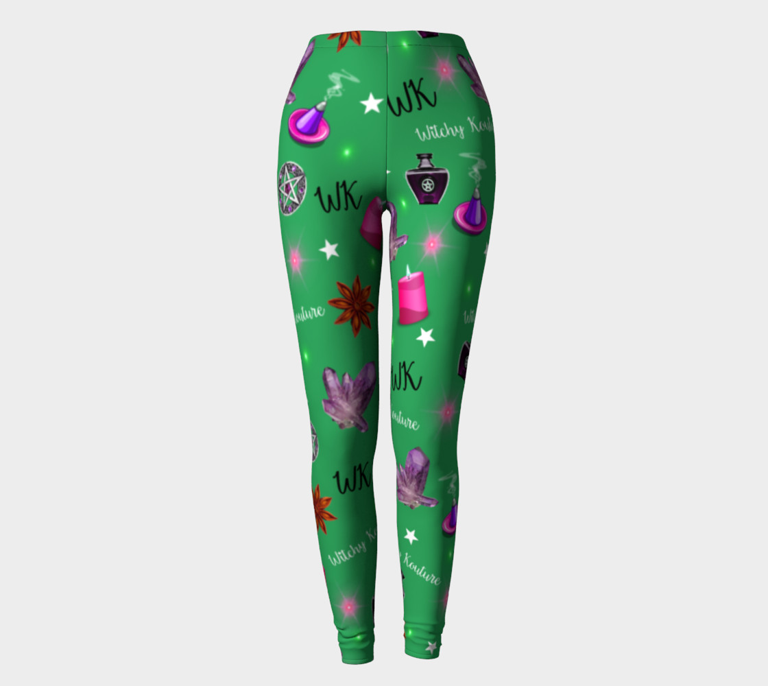 WK #ModernWitchLife Green Print Leggings preview #2