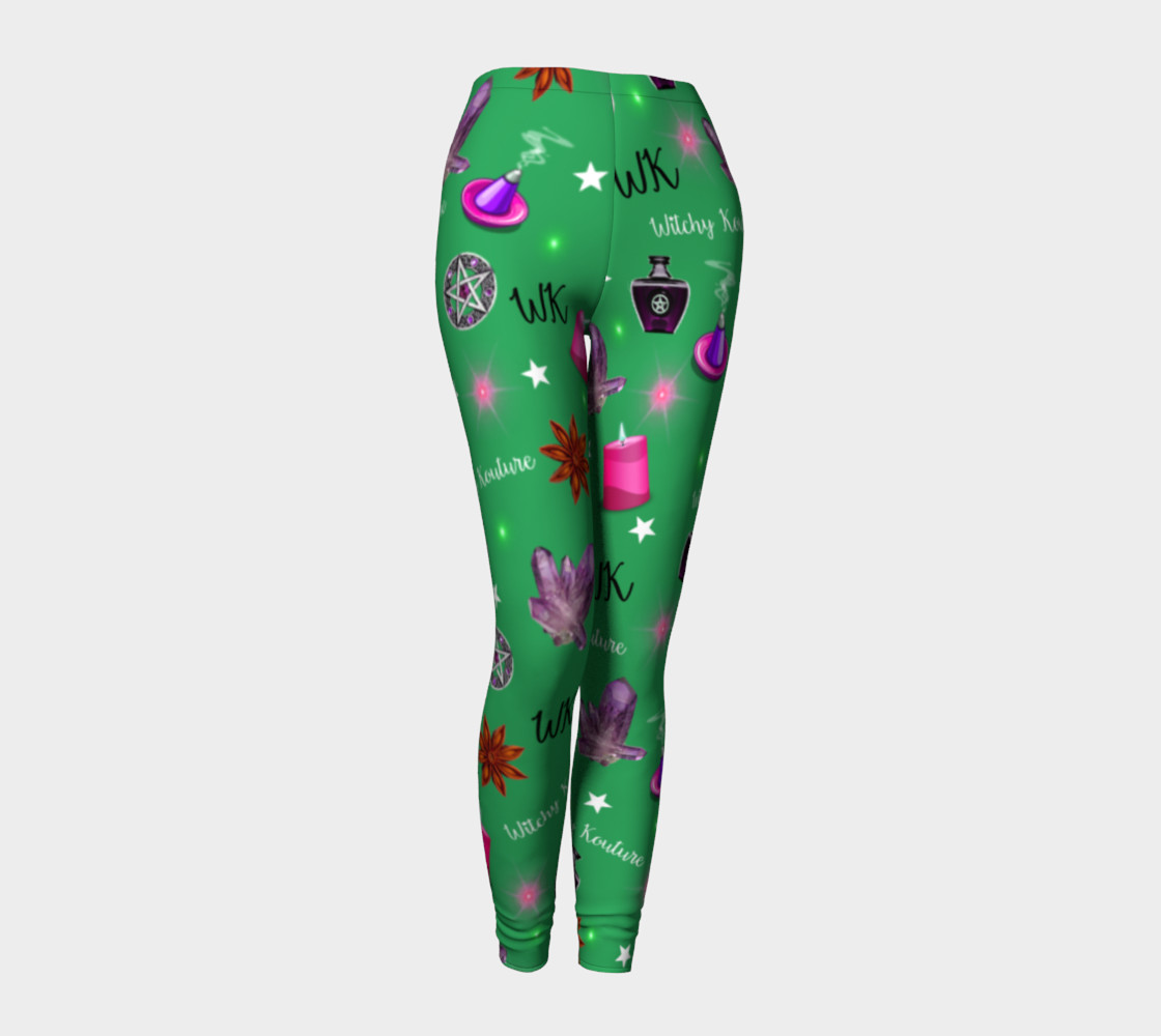 WK #ModernWitchLife Green Print Leggings preview #1