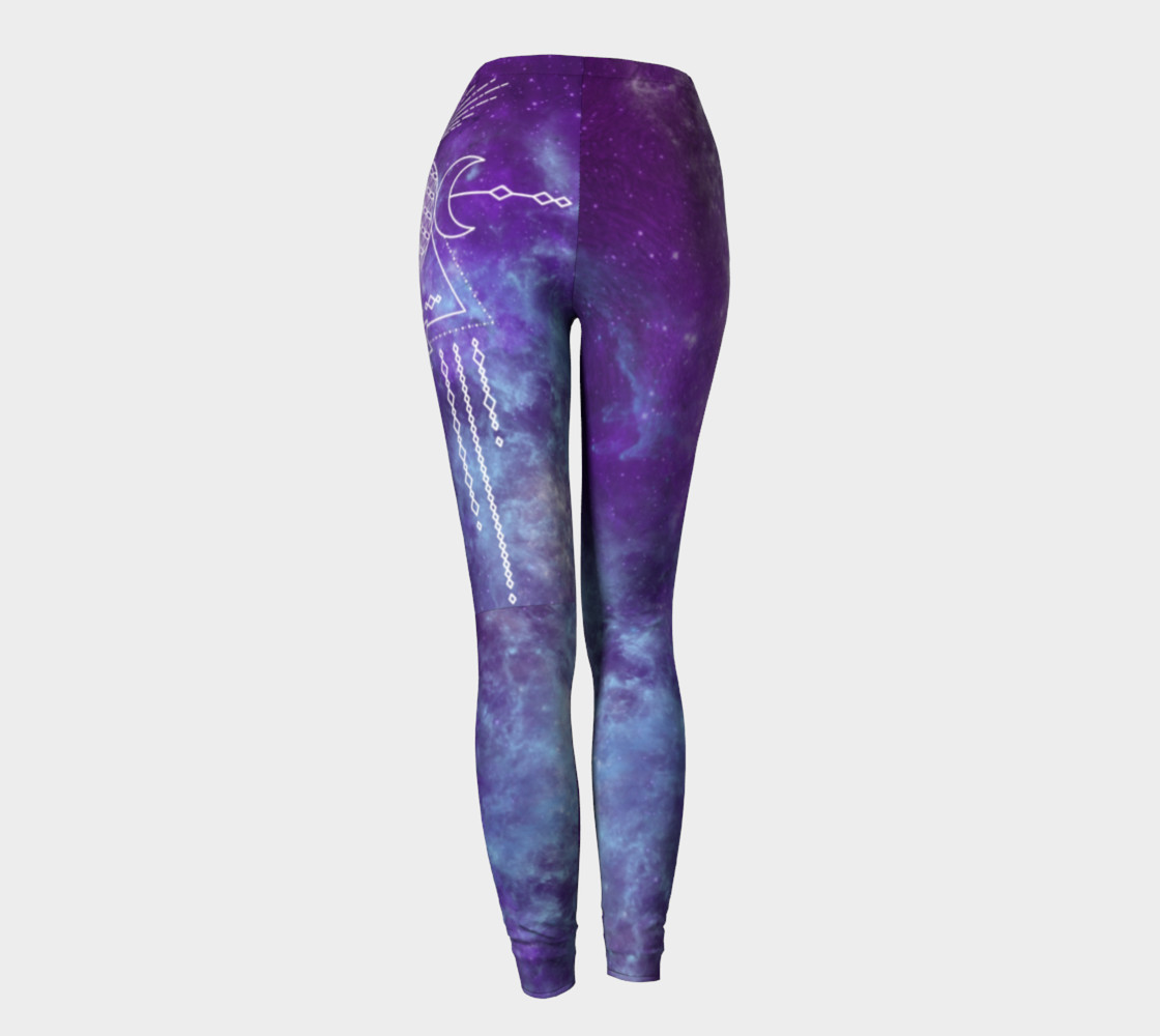 Flower of Life Geometry Moon Boho Purple Leggings preview #4