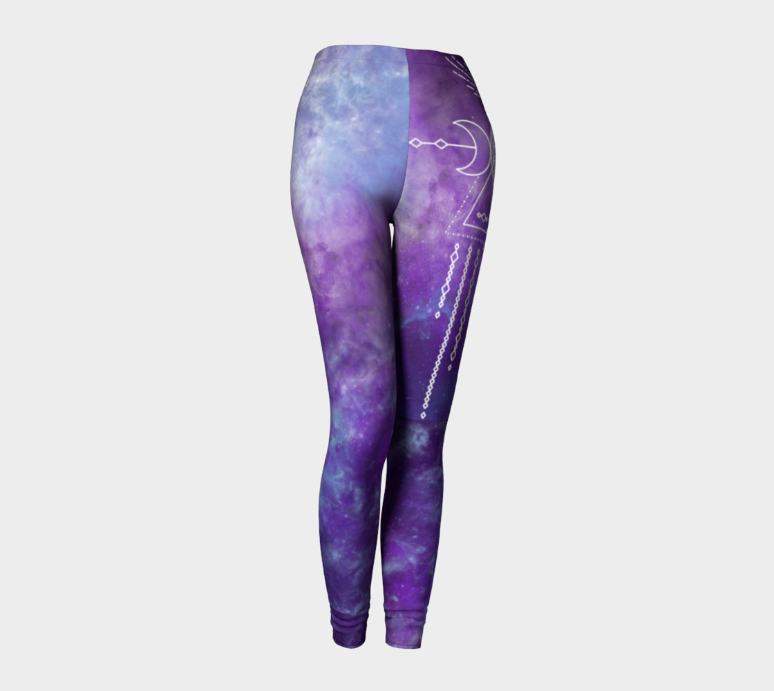 Flower of Life Geometry Moon Boho Purple Leggings preview #1