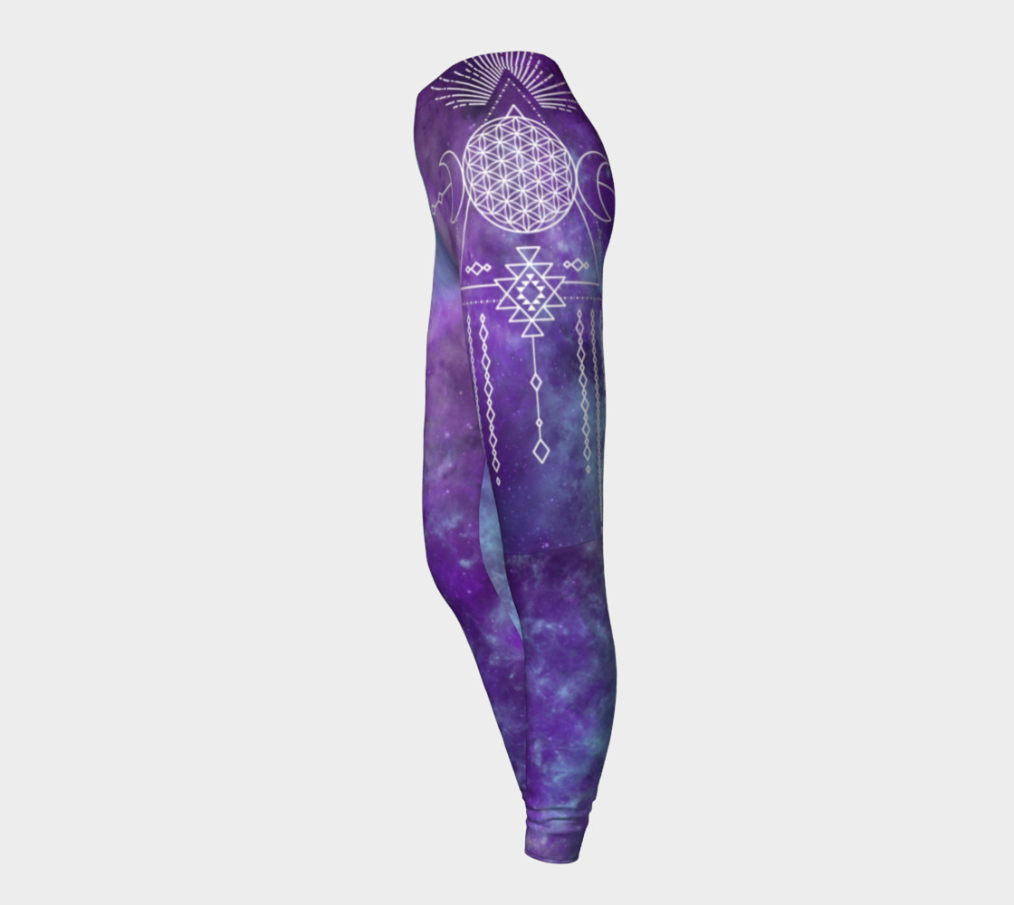 Flower of Life Geometry Moon Boho Purple Leggings preview #3