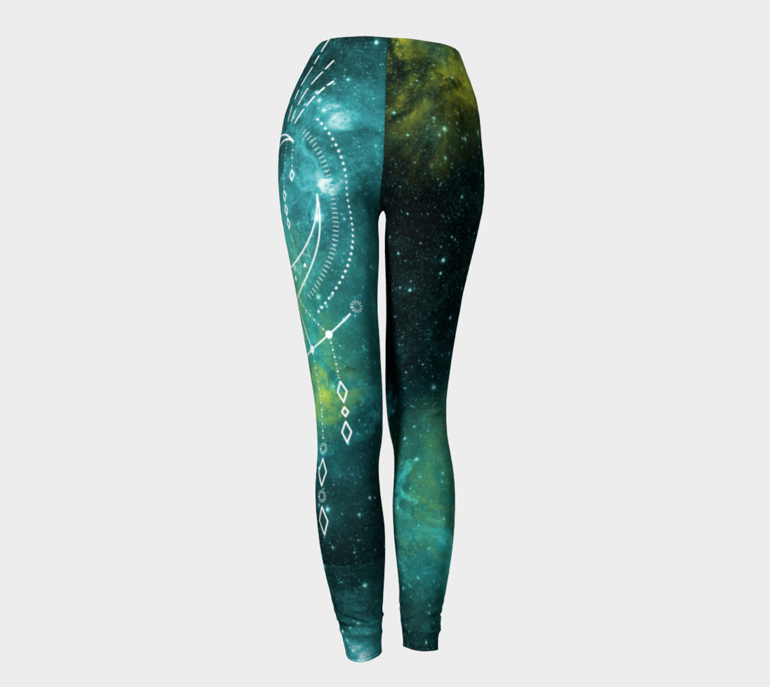 Blue green moon celestial geometric leggings preview #4