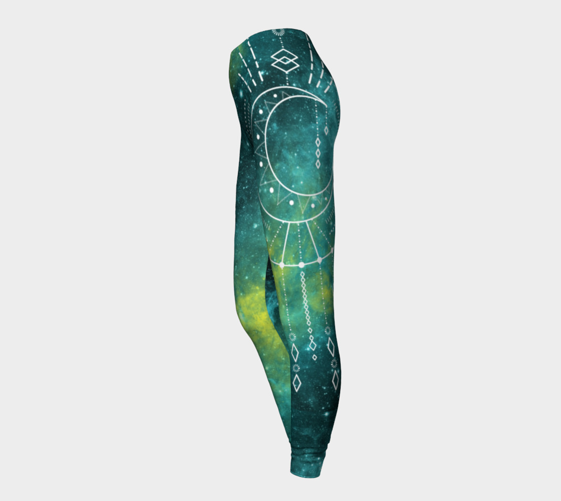 Blue green moon celestial geometric leggings preview #3