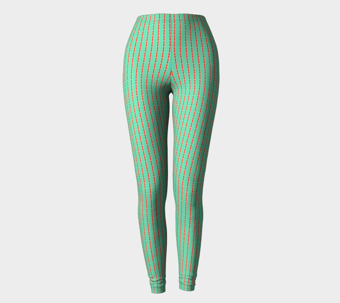 Teal and Red Stripe Leggings preview #2