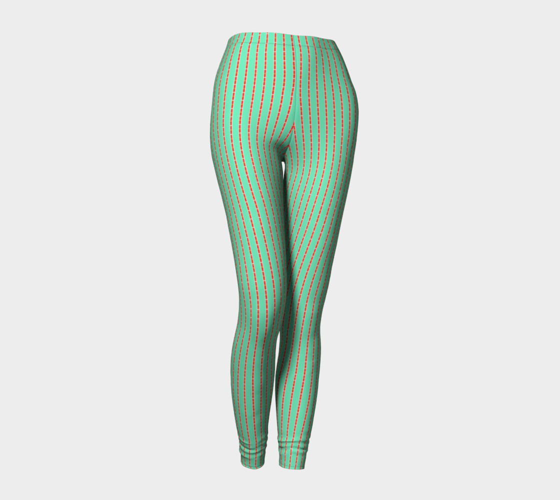 Teal and Red Stripe Leggings preview #1